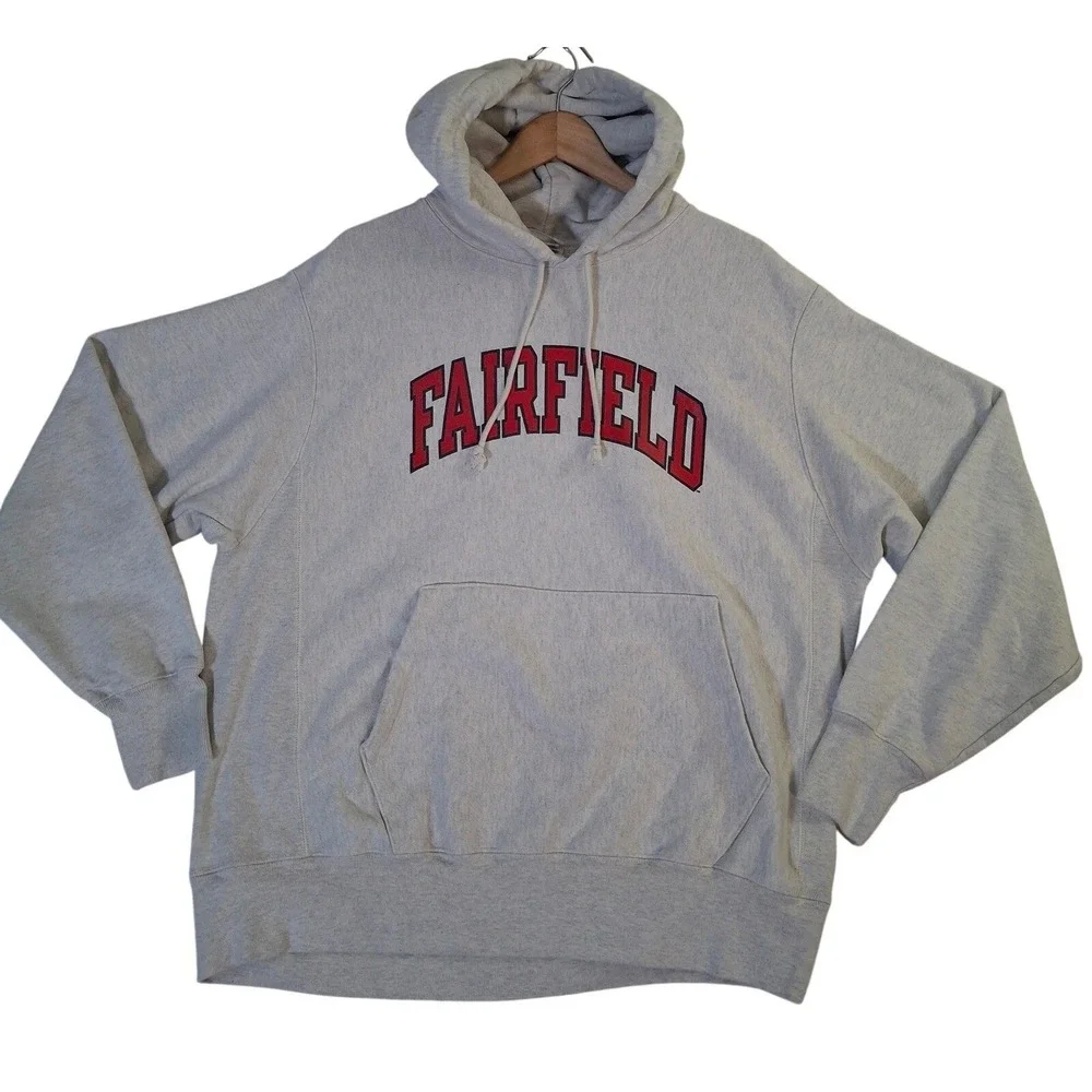 Champion Reverse Weave Fairfield University Hoodie Mens Large Gray Heavy